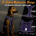 rabbitgoo Dog Harness for Large Dogs No Pull, Tactical Service Pet Vest with Molle and Control Handle, Adjustable and Reflective Military Harness for Easy Walking and Training, Purple, XL