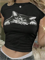 SOLY HUX Women's Y2k Crop Tops Kawaii Shirts Summer Graphic Short Sleeve T-Shirt Aesthetic Cropped Tees