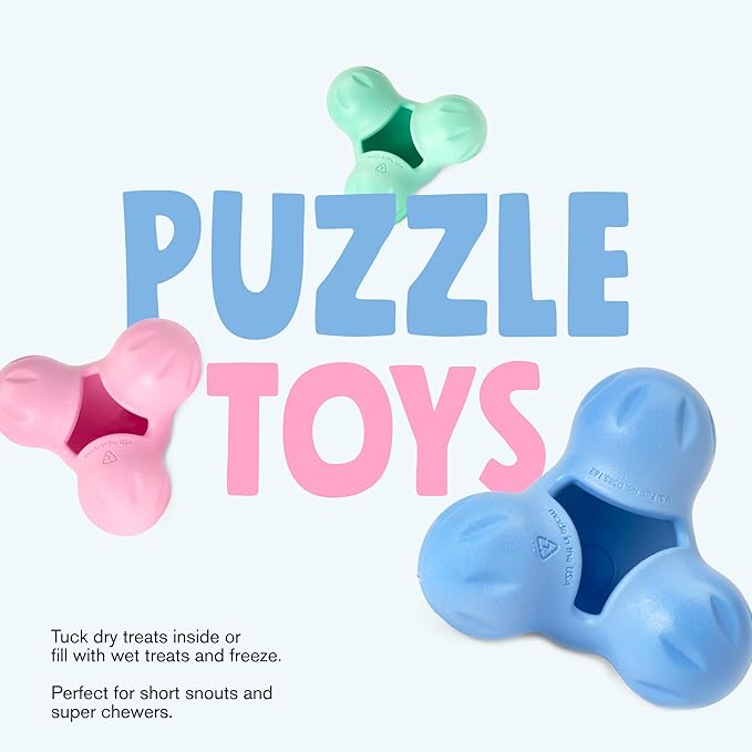 WEST PAW Zogoflex Tux Treat Dispensing Dog Chew Toy – Interactive Chewing Toy for Dogs – Dog Games for Aggressive Chewers, Fetch, Catch – Holds Kibble, Treats, Large 5", Periwinkle