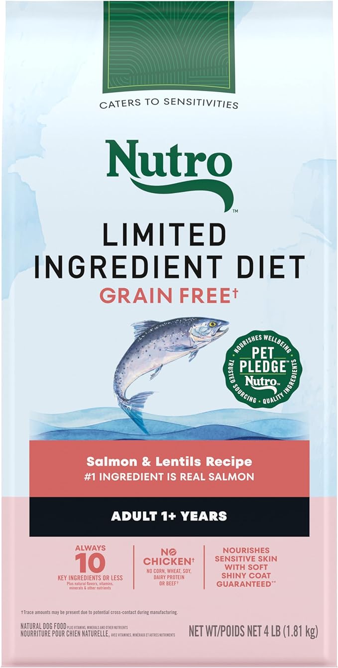 Nutro Limited Ingredient Diet Adult Dry Dog Food, Salmon & Lentils Recipe, 4 lbs.