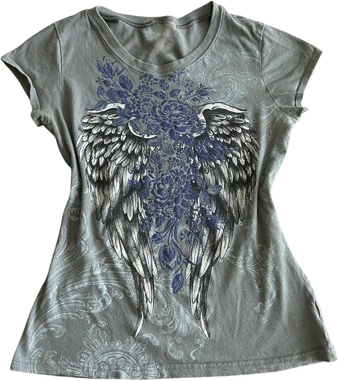 Women Y2K Graphic T-Shirts Summer Short Sleeve Punk Gothic Tee Tops Vintage 90s Aesthetic Emo Clothes Streetwear