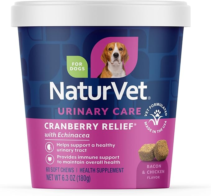 NaturVet – Cranberry Relief Plus Echinacea – Helps Support a Healthy Urinary Tract & Immune System – 60 Soft Chews