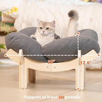 CHEERHOME PETS Elevated Cat Bed Wooden with Cushion Fluffy Pet Couch Sofa for Indoor Cats Raised Kitty Lounge Chair Suitable for Puppy, Cat Furniture(Gray)