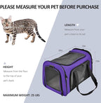 Large Cat Carriers Dog Carrier Pet Carrier for Large Cats Dogs Puppies up to 25Lbs, Big Dog Carrier Soft Sided, Collapsible Travel Puppy Carrier - Large - Purple