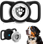 Waterproof for AirTag Dog Collar Holder, Silicone Air tag Holder for Cat & Dog Collars, Ultra-Durable, Lightweight Case (Medium, Black)