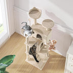 MoNiBloom 54 Inch Cat Tree Tower for Indoor Cats Large Adults, Cat Tower with Scratching Post, Multi-Level Furniture Activity Center with Cat Condo Pet Play House, Beige