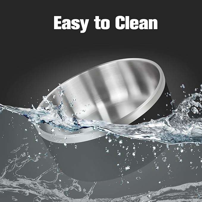 LIHONG Stainless Steel Dog Bowls for Large Dogs,Dog Food Water Bowls with Non Slip Rubber Bottom,Pet Feeding Bowl,Double Wall Insulated,Rustproof(64oz,Black)