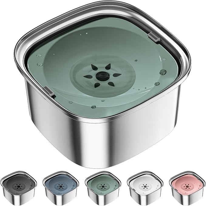 UPSKY 3L Dog Water Bowl 101oz Stainless Steel Dog Bowl No Spill Large Capacity Dog Food Water Bowl Slow Water Feeder, Spill Proof Pet Water Dispenser Vehicle Carried Travel Water Bowl