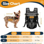Dog Front Carrier Backpack, Legs Out Secure-Fit Pet Chest Carrier for Small Dogs (6-17 lbs), Adjustable Pet Carriers with Safety Belt, Hands Free Dog Backpack Carriers for Hiking Cycling (S, Black)