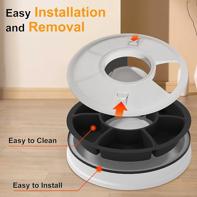 Automatic Cat Feeder, 6 Meal Timed Pet Dispenser Easily Programmable &Easy to Clean, Auto Feeder for Cats/Small Dogs(Black)