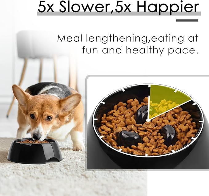 Super Design Slow Feeder Dog Bowl, 3 Cup, Non-Slip, Heat-Resistant, Sturdy, Dishwasher Safe, Suitable for Large Dogs