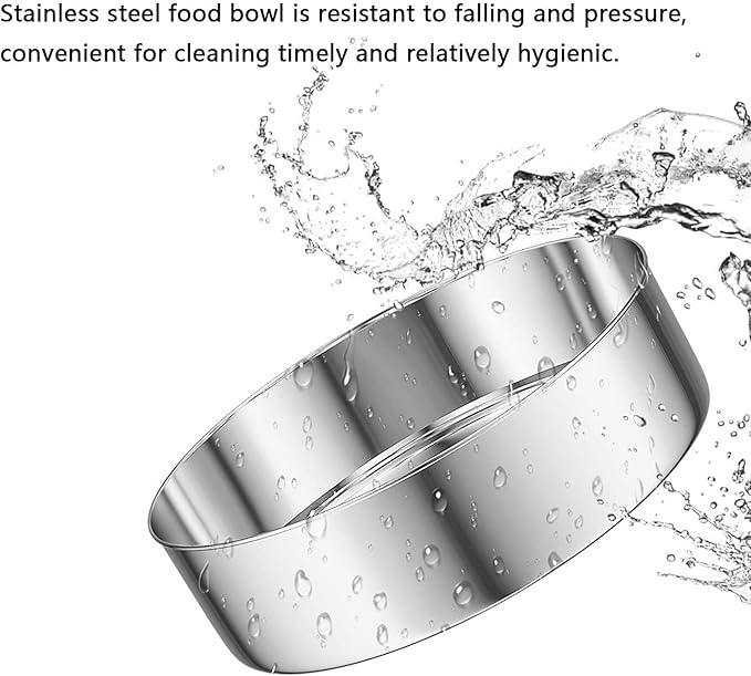 Rabbit Double Bowls Bunny Automatic Water Dispenser Detachable Stainless Steel Bowl No-Spill Water Bottle Food Feeder for Small Animals Bunny Squirrel Cat Puppy Chinchilla