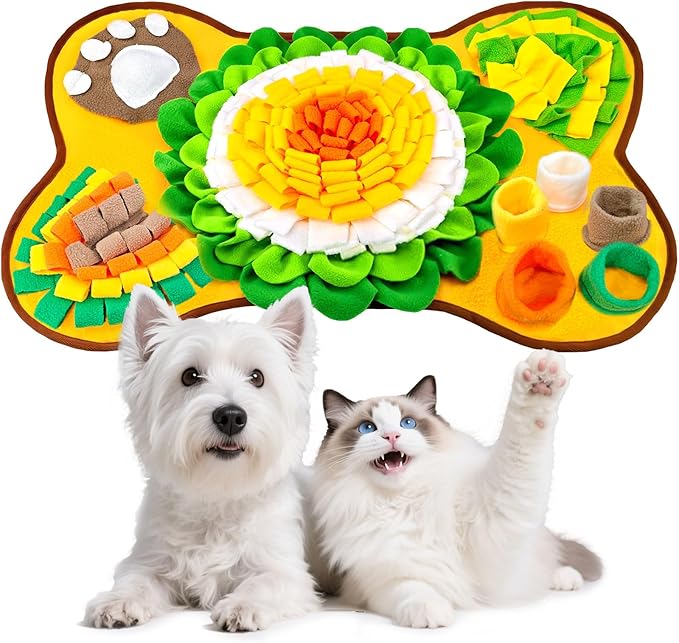 PETCARE Snuffle Mat for Dogs Interactive Enrichment Puzzle Toys for Small Medium Breed Dogs Cats Rabbits Cognitive Puppy Sniff Foraging Mats Mental Stimulation Treat Game Slow Feeder Mats, 24*17 inch