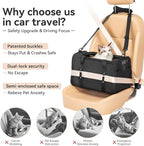 Petsfit Large Cat Carrier for 2 Cats, Lightweight Collapsible Double Cat Carrier for Travel, 4-Sided Breathable Mesh, with Adjustable Shoulder Strap, Locking Zipper and Washable Fleece Pad Black