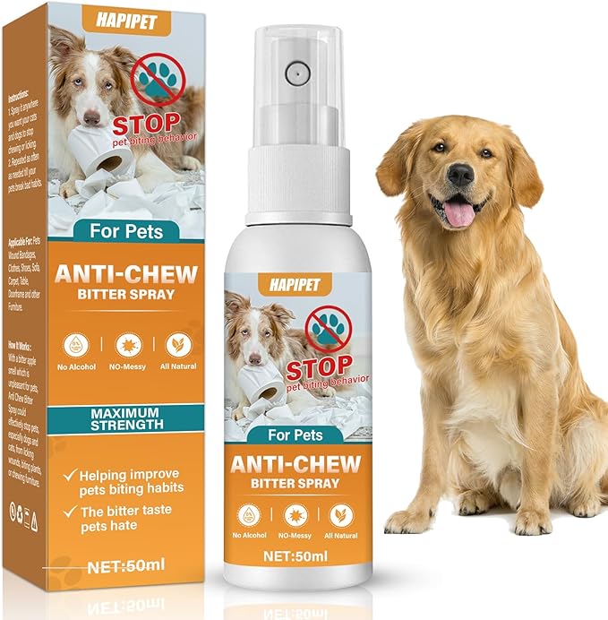 No Chew Spray for Dogs & Cats, Bitter Apple Spray for Dogs to Stop Chewing & Licking, Effective Dog Deterrent to Protect Furniture and Prevent Wound Licking, Non-Toxic, Alcohol-Free
