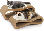 Modkat® Premium 2 Cat Scratcher Set. Large (30L X 10.6H in.) and Small (26.6L X 7H in.) Sizes. Scratch, Play Lounge. High-Grade Cardboard, 100% Recyclable, Reversible.