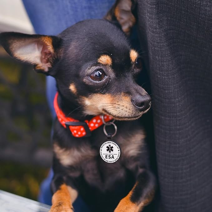 MYLUCKYTAG QR Code ESA Emotional Support Dog ID Tag - Pet Online Profile - Scan QR Receive Instant Pet Location Alert Email