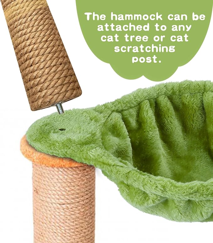 Cat Tree Hammock,Cozy Cat Tree Hammock for Large Cats with Deep Basket,Cat Tree Hammock Add On Attachment Design for Cat Tower,Cat Tree Hammock Replacement Extra Large (12.4") (Green)