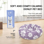 Donut Dog Beds for Small Dogs, Calming Round Cat Beds for Indoor Cats, Cute 3D Textured Flower Pet Bed with Removable Washable Cover and Anti-Slip Bottom（Purple，23"）
