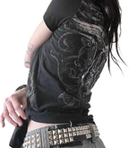Women Y2K Graphic T-Shirts Summer Short Sleeve Punk Gothic Tee Tops Vintage 90s Aesthetic Emo Clothes Streetwear