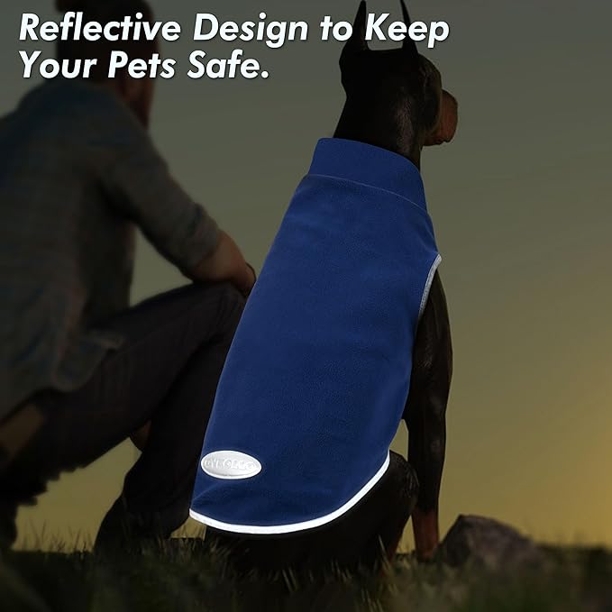 cyeollo 2 Pack Fleece Dog Sweater Pullover Pet Sweatshirt Reflective Lightweight Dog Clothes Sweaters for Large Dogs Boy Girl Pet Apparel Blue, Mist Blue, XXXL