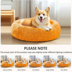 JOLLYVOGUE Calming Dog & Cat Bed for Small Dogs, Anti-Anxiety Donut Cuddler Cozy Soft Round Bed with Anti-Slip Bottom, Fluffy Faux Fur Plush Cushion Beds for Small Medium Pets (23")