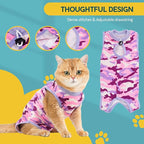 Avont Cat Recovery Suit - Kitten Onesie for Cats After Surgery, Cone of Shame Alternative Surgical Spay Suit for Female Cat, Post-Surgery or Skin Diseases Protection -Purplecamo(M)