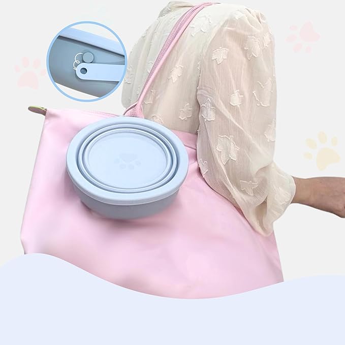 2-in-1 Insulated Dog Bowl with Collapsible Lid & Handle – Stainless Steel, Non-Slip Rubber Base – Portable Pet Water & Food Bowl for Dogs & Cats – 30 OZ + 20 OZ – Indoor & Outdoor (Blue)