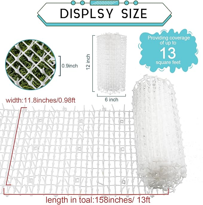 Zopeal 13ft Cat Repellent Mat with 12 Ground Stakes 12 Zip Ties, Spikes Deterrent Mat Keep Dog Off Couch for Indoor Outdoor Keep Pet Off Yard Garden, 158 x 12 Inch/1 Roll