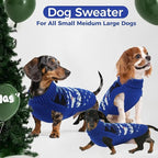 Ultra-Soft & Stretchy Turtleneck Dachshund Sweater, Winter Christmas Knitted Dachshunds Vest Sweaters, Pullover Weiner Dog Clothes for Girls Boys, Puppy Halloween Outfit for Male Weenie Dogs(Blue, XL)