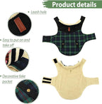 Winter Coat for Small and Medium Dogs, Puppy Plaid Jacket, Cotton Coat for Cold Weather, Windproof Warm Dog Garments, Pet Thickened Outfits Indoor Outdoor, Green XS