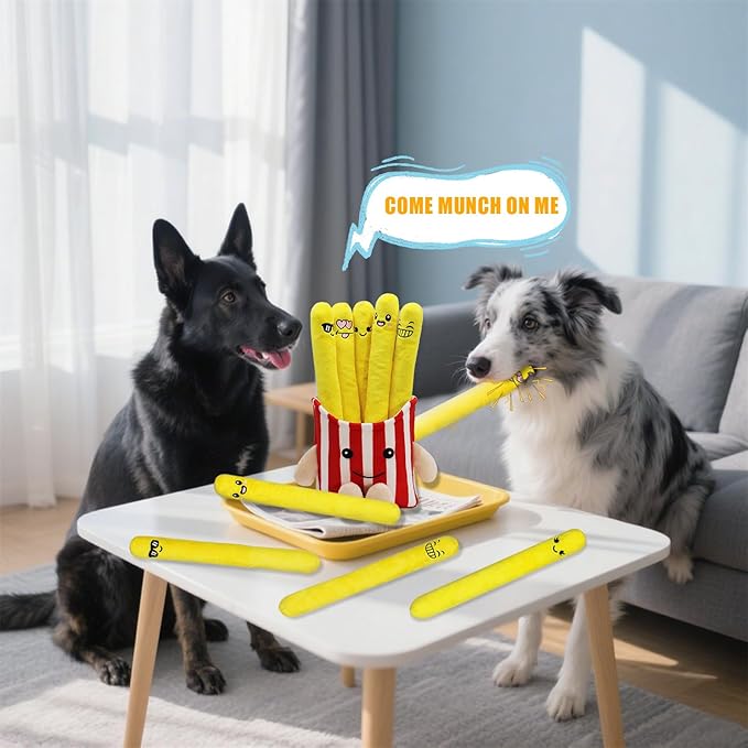 Dog Squeak Toys, 5 Pack French Fry PlushToys Interactive Cute Dog Toys for Small Dogs Holiday Dog Toys