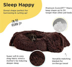 Best Friends by Sheri Bundle Set The Original Calming Shag Donut Cuddler Cat and Dog Bed + Pet Throw Blanket Dark Chocolate Medium 30" x 30"
