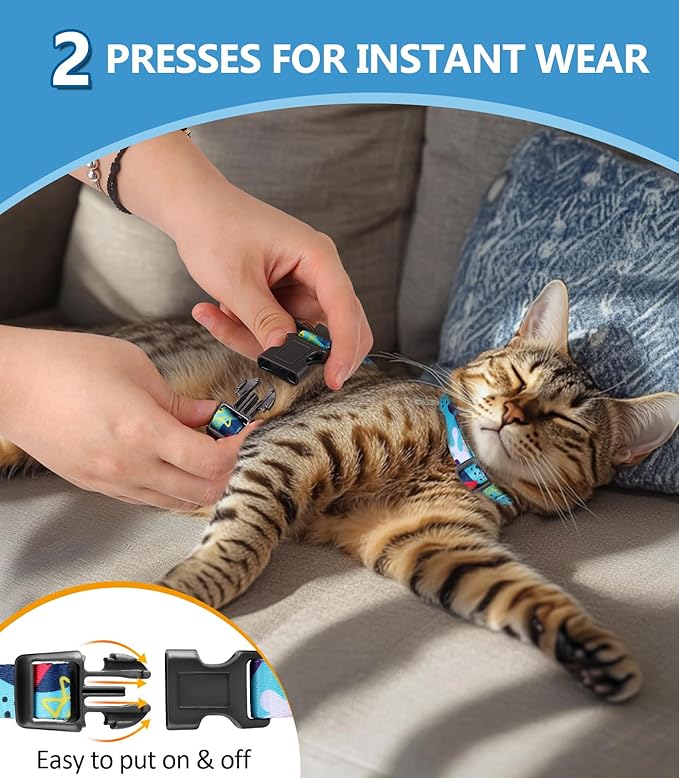 Halypet Cat Harness and Leash Set, Escape Proof [3 in 1 Adjustable & Lightweight] Cat Harness, Safe Kitten Harness for Cats Soft Comfortable, Easy to Wear, Walking Outdoor Travel, Small