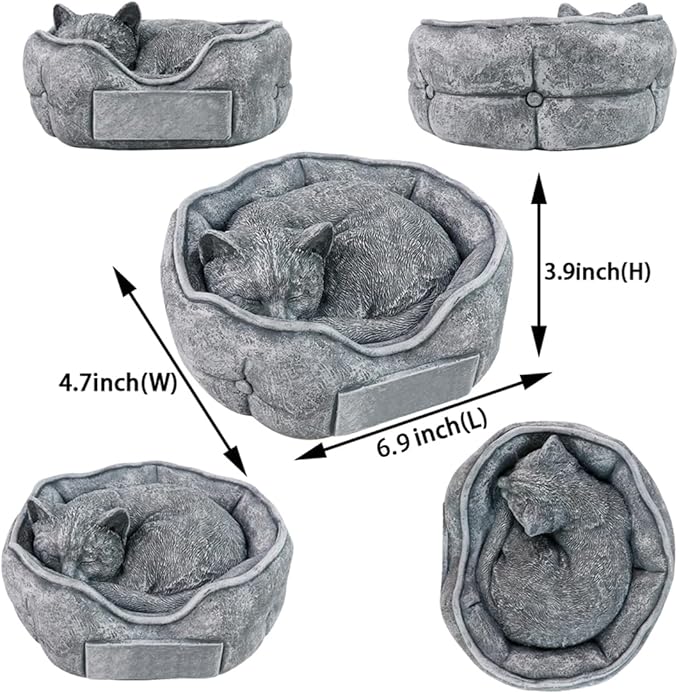 Cat Memorial Stones Garden Statues Engraved with Name, Personalized Pet Memorial Stones for Cat Headstones Grave Markers Tombstones Sympathy Gifts Loss Gifts Outdoors