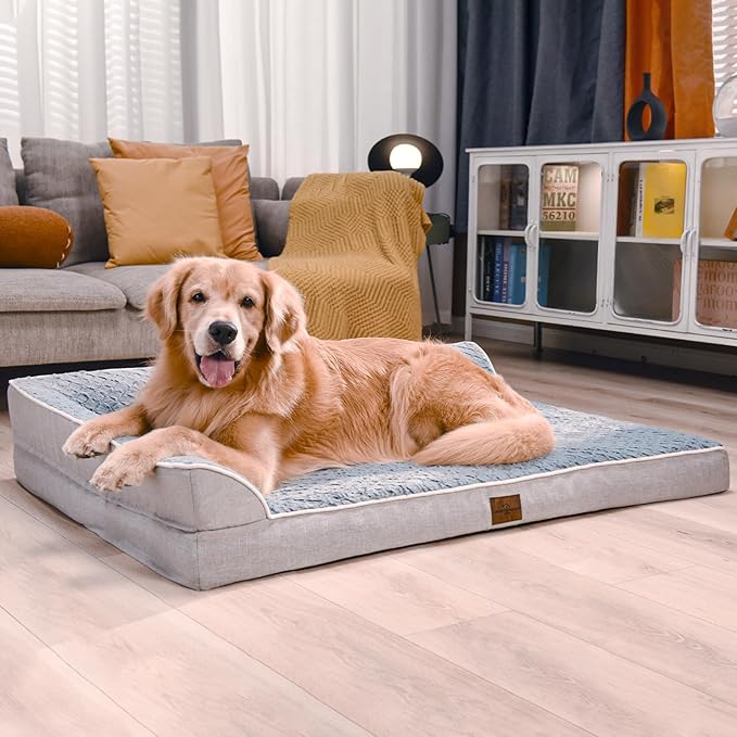 Comfort Expression Dog Beds Medium Size Dogs, Orthopedic Medium Dogs Beds, Waterproof Dog Beds with Removable Washable Cover & Non-Skid Bottom(Grey)