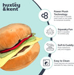 Huxley & Kent Funny Dog Toy w/Squeaker – Power Plush Squeaky Dog Toys for Small, Medium & Large Dogs – Soft Stuffed Animal for Indoor Play & Fetch - Hamburger, Small