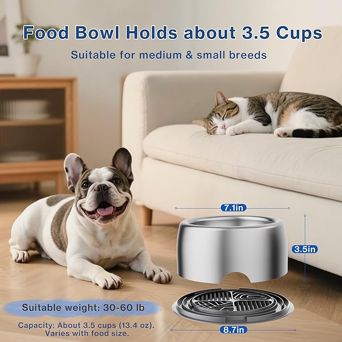 304 Stainless Steel Dog Bowls, Heavy Duty Dog Food Bowl with Extra Strong Non-Slip Mat, Thick Metal Base Water Bowl with Lick Mat for Small, Medium Dogs & Cats, Indoor/Outdoor (13.4 oz)