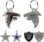 NFL Atlanta Falcons Engraving Pet ID Tags in 32 Team Logo Shapes Personalized Dog Tags and Cat Tags with 3 Lines of Customizable Text for Tracking & Safety. Stainless Steel Pet ID Tracking Tags