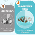 WHIPPY Slow Feeder Dog Bowl, Puzzle Maze Design to Slow Down Eating, 3-Cup Capacity, Anti-Gulping Food Bowl for Medium & Large Dogs,Sky Blue