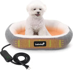 Indoor Heated Cat Bed, Heated Pet Bed for Indoor Cats Kitten Small Dogs Puppy Electric Warming Bed Heater Soft & Cozy Pet Heating Pad with Timer and Temp Adjustable Machine Washable-Oval Gray