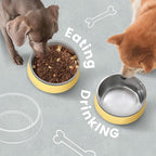 Pawaii Stainless Steel Dog Bowl with Non-Slip Rubber Base & Double Wall Insulation - Durable Design | Includes ID Tag | Dishwasher Safe Food & Water Bowl for All Dogs (34oz)