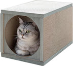 Cat Scratcher Tunnel, Cardboard cat House & Scratching Post for Indoor Cats, 360 Degree Comfort, Durable Design, Odor-Free Fun, Easy Assembly, Perfect for Playful Kittens and Adult Cats, greywood