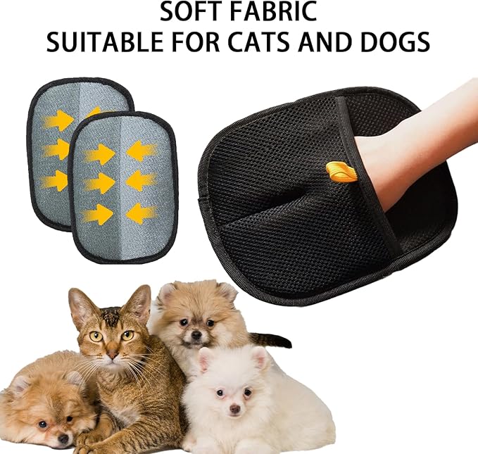 Pet Hair Removal Gloves, Pet Grooming Gloves, Electrostatic Pet Hair Remover Glove for Dogs and Cats, Pet Hair Removal Tool for Furniture, Carpet, Car Seat, Clothes (2PCS)