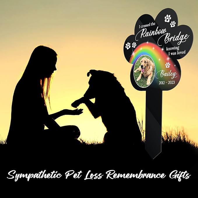 Customized Pet Sympathy Deceased Picture Grave Marker Losing A Dog Bereavement Photo Grave Marker In Loving Memory of Cat Plaque Sentimental Quote Animal Tribute Keepsake Gift Garden Decor
