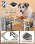Elevated Dog Bowls, Dog Feeder with 2 Stainless Steel Dishes &1 Slow Feeder Bowl, 5 Heights Adjustable Raised Stand for Medium Large, Food Dishes with Non-Slip Feet