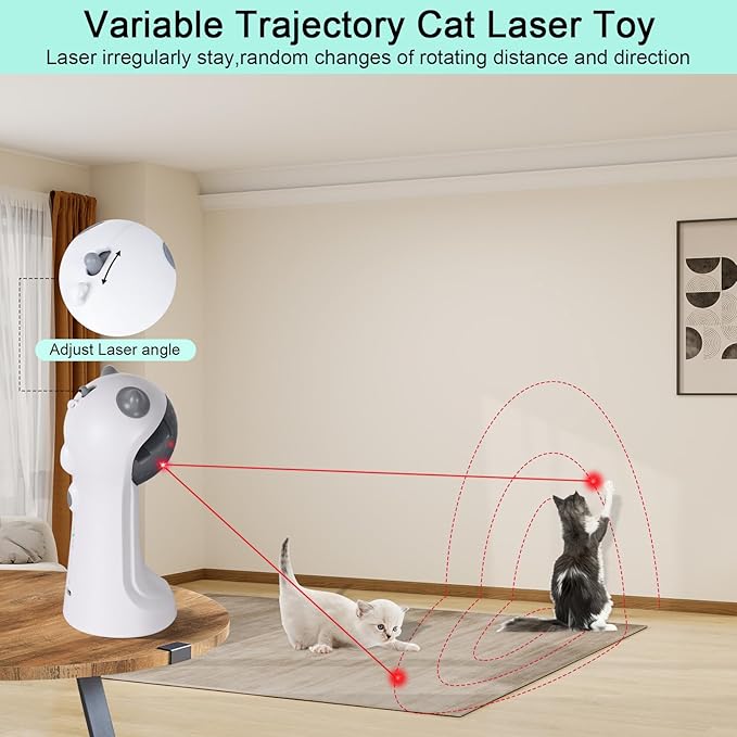 TBTeek Motion-Activated Interactive Cat Toy, USB Rechargeable Automatic Cat Toy with Rotating Light, 4 Speed Modes for Indoor Cats, Kittens & Dogs