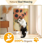 3-in-1 Sisal Cat Scratch Mat Sunflower 23.6x15.7'' Floor & Wall Cat Scratcher Pad, Protects Carpet Couch & Furniture with Sticker Tape, Anti-Slip, Durable for Indoor Outdoor Cats