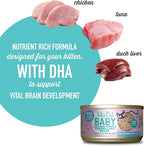 Tiki Cat Baby, Chicken Tuna & Chicken Liver Shreds, High-Protein and Flavorful, Wet Cat Food for Kittens 8 Weeks Plus, 2.4 oz. Cans (Pack of 12)