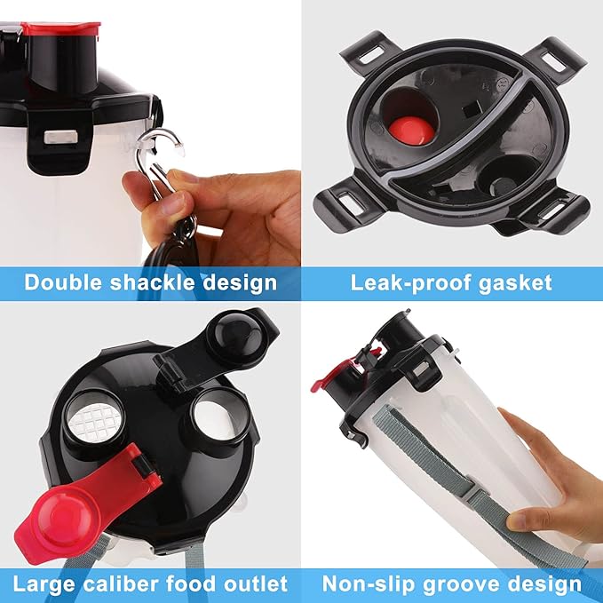 Dog Travel Water Bottle Collapsible Bowls, 2 in 1 Pet Food Container with Collapse Bowls, Outdoor Portable Water Bowls for Walking, Traveling, Camping and Hiking (White)